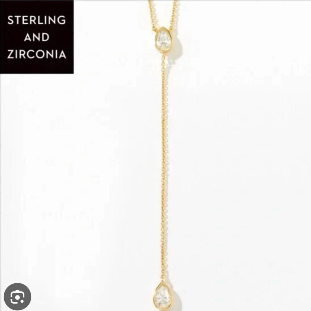 Elegant Gold and Zirconia Crystal touchstone Necklace
